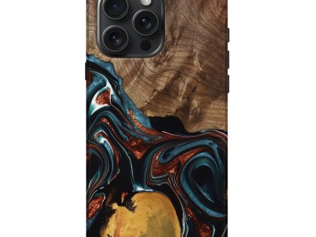 iPhone 16 Pro Max Wood Live Edge Phone Case - Debroah (Teal & Gold, 739088) For Cheap