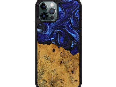 iPhone 12 Pro Wood Phone Case - Danyel (Blue, 738941) For Cheap