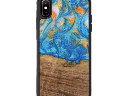 iPhone Xs Max Wood Phone Case - Kaci (Teal & Gold, 738906) Online Hot Sale