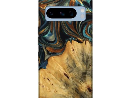 Pixel 8 Pro Wood Live Edge Phone Case - Gabriel (Teal & Gold, 740103) Hot on Sale