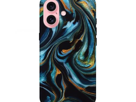 iPhone 16 ResinArt Live Edge Phone Case - Willi (Teal & Gold, 740147) Supply