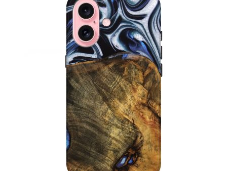 iPhone 16 Wood Live Edge Phone Case - Ashli (Blue, 740118) Online now