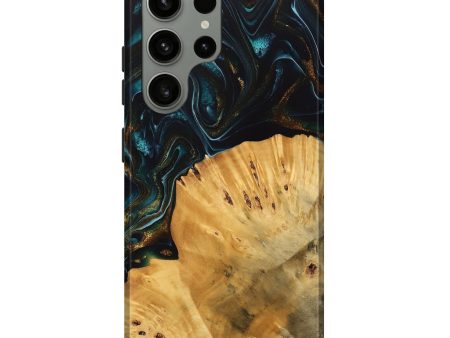 Galaxy S23 Ultra Wood Live Edge Phone Case - Tiff (Teal & Gold, 740142) Supply