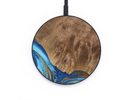 Circle Wood Wireless Charger - Annick (Teal & Gold, 738943) For Discount