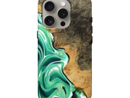 iPhone 16 Pro Wood Live Edge Phone Case - Akeelah (Green, 737941) Sale