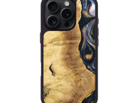 iPhone 16 Pro Wood Phone Case - Ajay (Teal & Gold, 739816) Online now