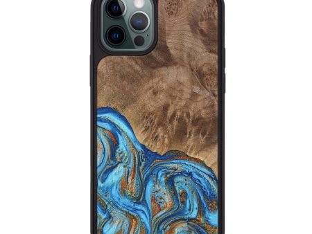 iPhone 12 Pro Max Wood Phone Case - Annick (Teal & Gold, 738943) Cheap