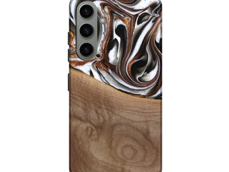 Galaxy S24 Wood Live Edge Phone Case - Alina (Black & White, 738824) For Sale