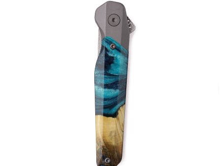 Live Edge Wood Pocket Knife - Ann (Blue, 737994) Discount