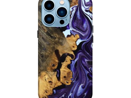 iPhone 14 Pro Wood Live Edge Phone Case - Lind (Purple, 736516) Cheap