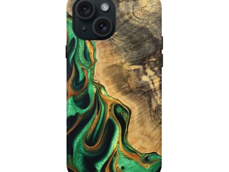 iPhone 15 Wood Live Edge Phone Case - Nikko (Green, 738810) Online now