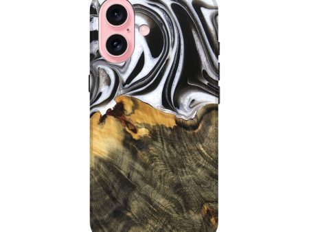 iPhone 16 Wood Live Edge Phone Case - Merlyn (Black & White, 736521) Online Sale