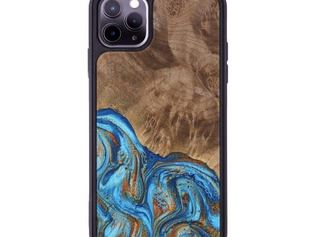 iPhone 11 Pro Max Wood Phone Case - Annick (Teal & Gold, 738943) Fashion