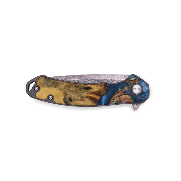 EDC Wood Pocket Knife - Wendy (Teal & Gold, 737062) Online Sale