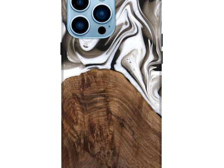 iPhone 14 Pro Max Wood Live Edge Phone Case - Ivonne (Black & White, 738831) Online now