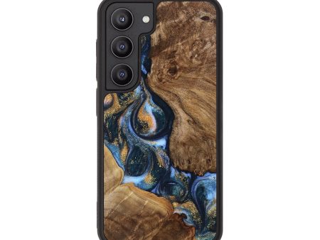 Galaxy S23 Wood Phone Case - Britte (Teal & Gold, 739218) For Sale