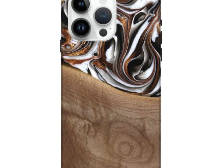 iPhone 15 Pro Max Wood Live Edge Phone Case - Alina (Black & White, 738824) For Sale