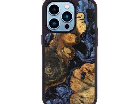 iPhone 14 Pro Wood Phone Case - Darry (Blue, 737726) Discount