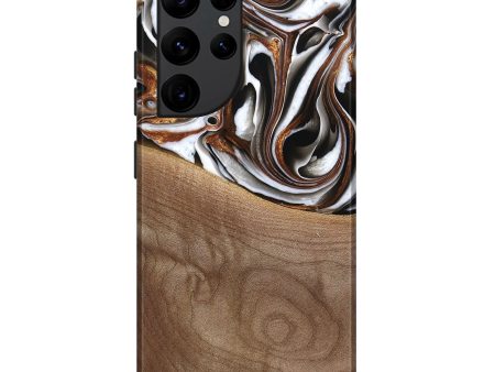 Galaxy S22 Ultra Wood Live Edge Phone Case - Alina (Black & White, 738824) For Discount