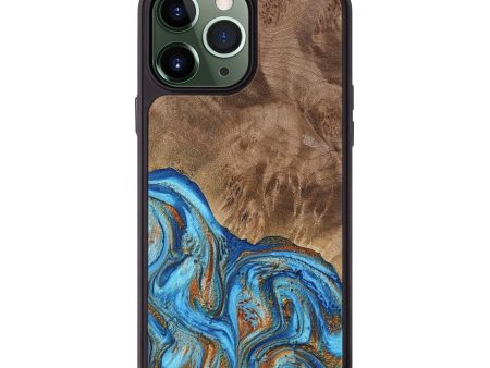 iPhone 13 Pro Max Wood Phone Case - Annick (Teal & Gold, 738943) Online Sale