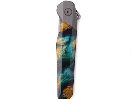 Live Edge ResinArt Pocket Knife - Kason (Teal & Gold, 738003) For Discount