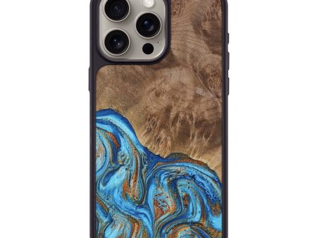 iPhone 15 Pro Max Wood Phone Case - Annick (Teal & Gold, 738943) Sale