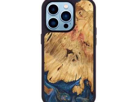 iPhone 14 Pro Wood Phone Case - Levin (Teal & Gold, 737070) Sale