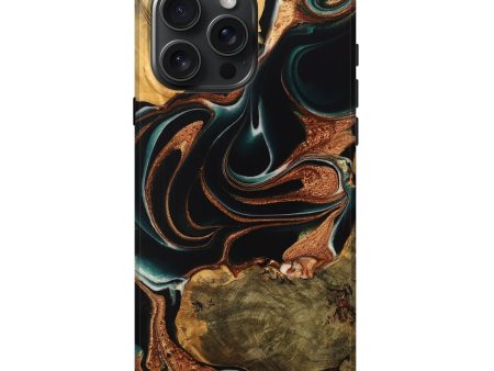 iPhone 16 Pro Max Wood Live Edge Phone Case - Adelice (Teal & Gold, 738046) Online