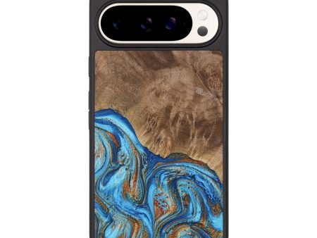 Pixel 9 Pro XL Wood Phone Case - Annick (Teal & Gold, 738943) Supply