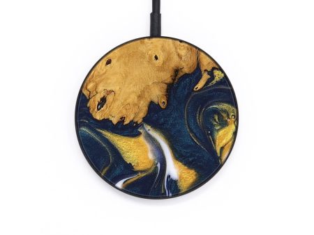 Circle Wood Wireless Charger - Alyson (Teal & Gold, 736997) For Cheap