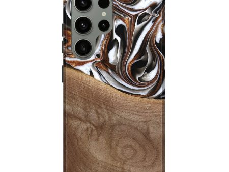 Galaxy S24 Ultra Wood Live Edge Phone Case - Alina (Black & White, 738824) Supply