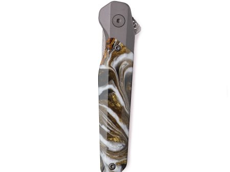 Live Edge ResinArt Pocket Knife - Eugene (Black & White, 737964) Online