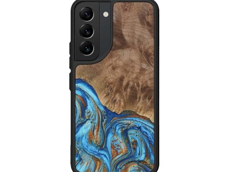 Galaxy S22 Wood Phone Case - Annick (Teal & Gold, 738943) Online